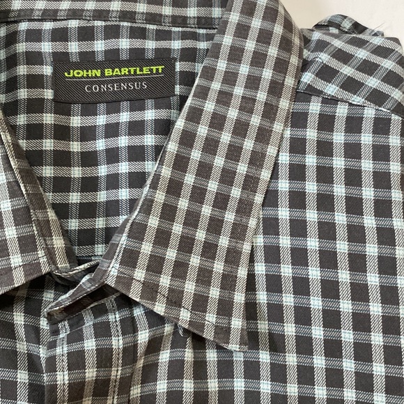 John Bartlett consensus 💯cotton gray plaid men’s l/s chest pocket shirt XXL 🌞 - Picture 2 of 15